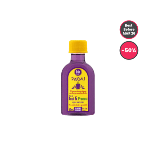 Lola Cosmetics Pinga Açaí & Pracaxi Hair Oil bottle – nourishing hair oil for shine, frizz control and hydration