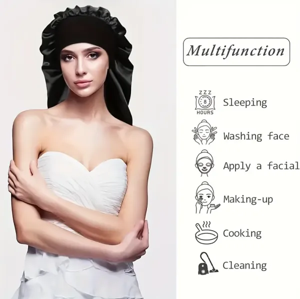 Long Satin Sleep Bonnet – Overnight Protection for Curly and Coily Hair