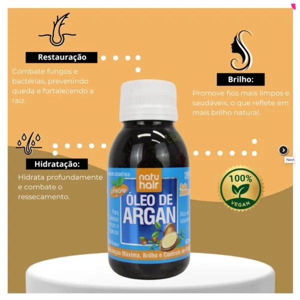 NatuHair Argan Oil 60ml for frizz control and shine
